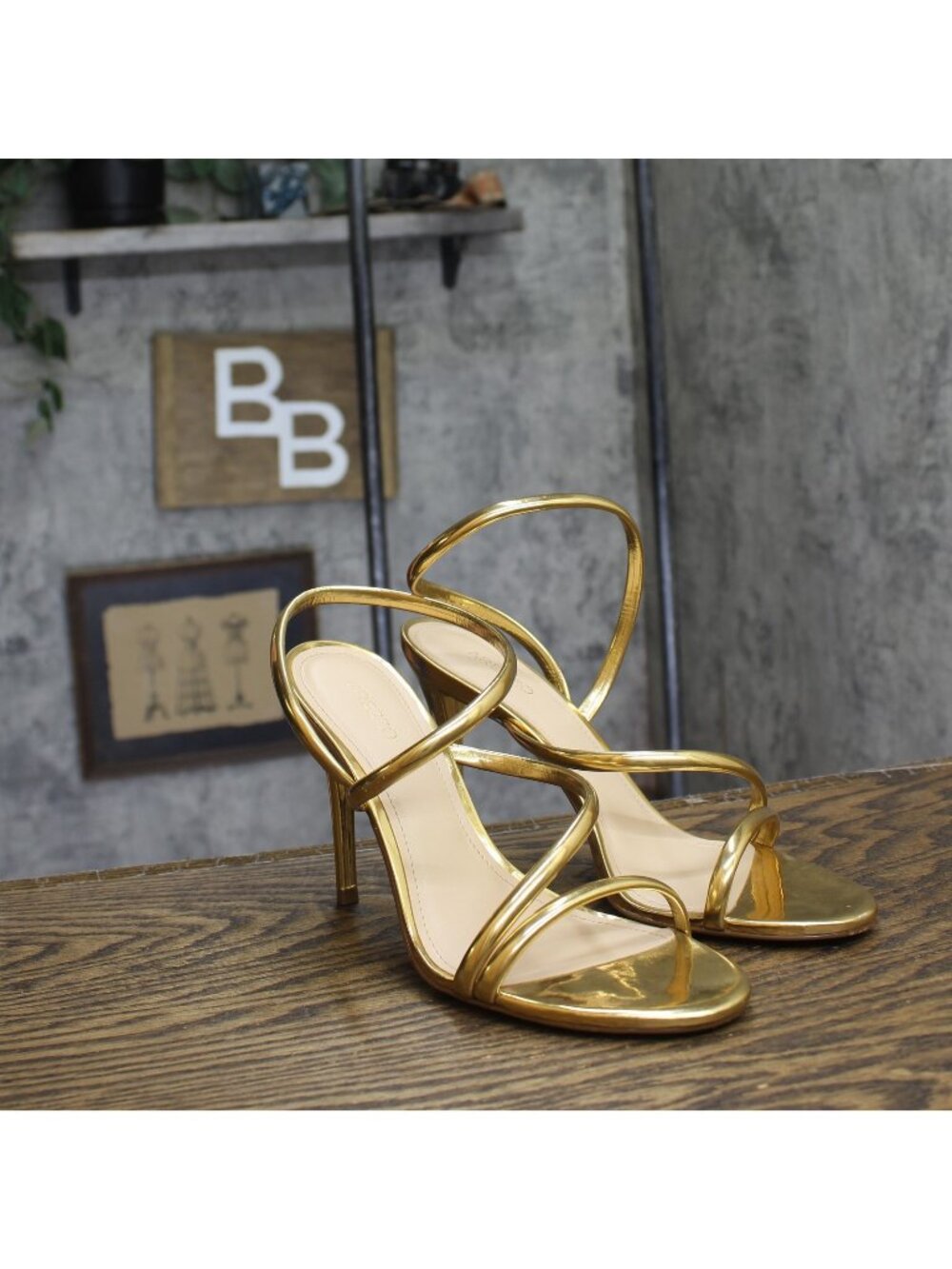 Arezzo Womens Mikayla High Stiletto Dress Sandal Gold Yellow 9.5M